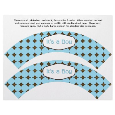 2 Blue BOY Baby Personalized Cupcake Wrappers Flyer Design by partypizazz
