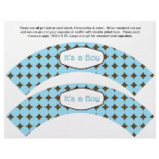 2 Blue BOY Baby Personalized Cupcake Wrappers