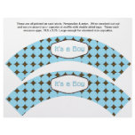 2 Blue BOY Baby Personalized Cupcake Wrappers flyers