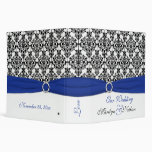 2" Blue, White and Black Damask Wedding Binder