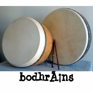 2 bodhrans and 2 tippers bag