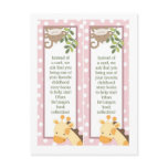 2 Book Marks Safari Jungle Giraffe Monkey Pink Postcard