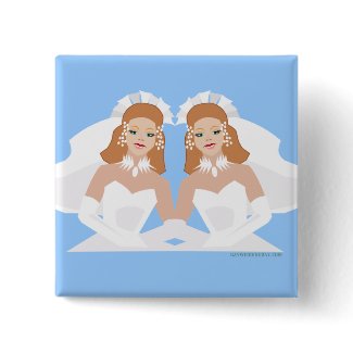 2 Brides Brown Hair button