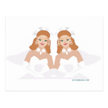 2 Brides Brown Hair Post Cards