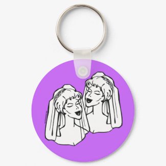 2 Brides Gay Marriage keychain