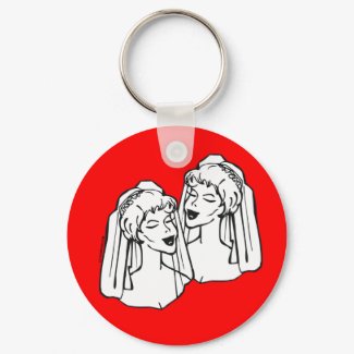 2 Brides Gay Marriage keychain