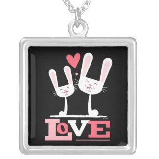 2 Bunnies in Love | Rabbit Pendant necklace