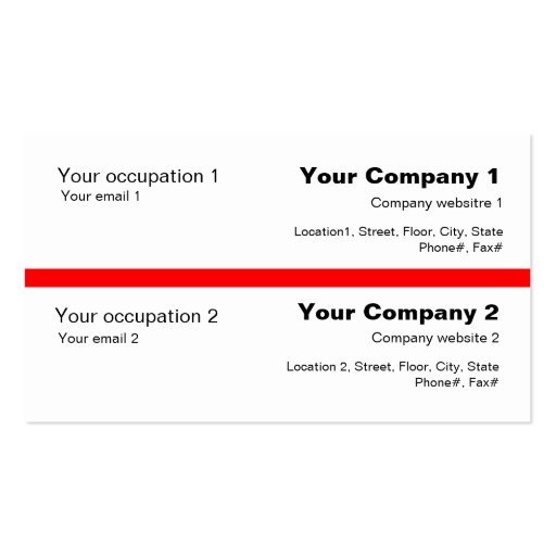 2 Business in 1 Red Card Business Card (back side)