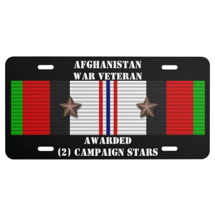 2 CAMPAIGN STARS AFGHANISTAN WAR VETERAN LICENSE PLATE