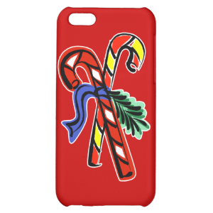 2 candy canes and ribbon case for iPhone 5C