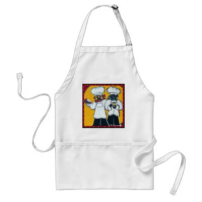 2 Chef Pugs Aprons by Chef_Pet_Art