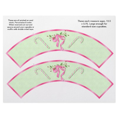 2 Christmas Candy Canes Custom Cupcake Wrappers Flyer Design by partypizazz