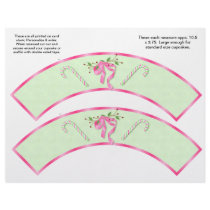 2 Christmas Candy Canes Custom Cupcake Wrappers Flyer Design