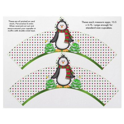 2 Christmas Penguin Personalized Cupcake Wrappers Flyer by partypizazz