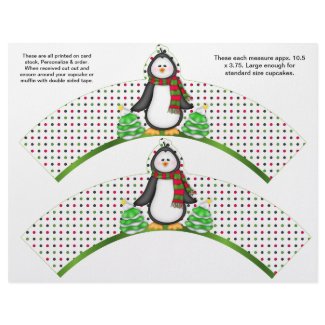 2 Christmas Penguin Personalized Cupcake Wrappers Flyer