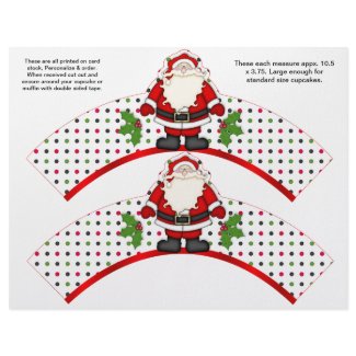 2 Christmas Santa Personalized Cupcake Wrappers Flyers