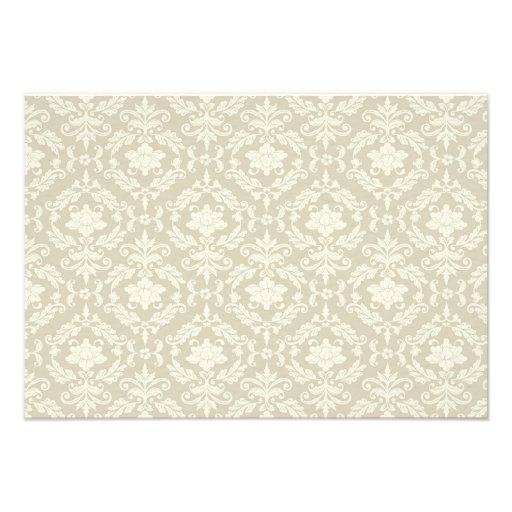 #2 Cream Tan Damask Swirls RSVP Menu Choice Personalized Announcement