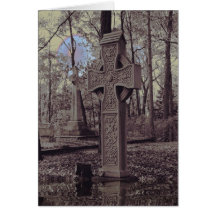 2 Crosses, Blue Spheres Greeting Card