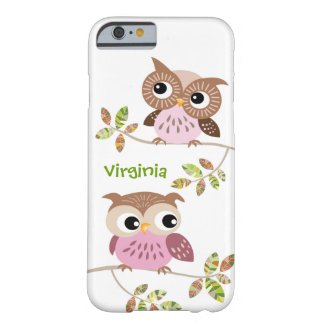 2 Cute Owls on Colorful Branches iPhone 6 case