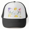 2 daisy flowers watercolor whimsical art painting hats