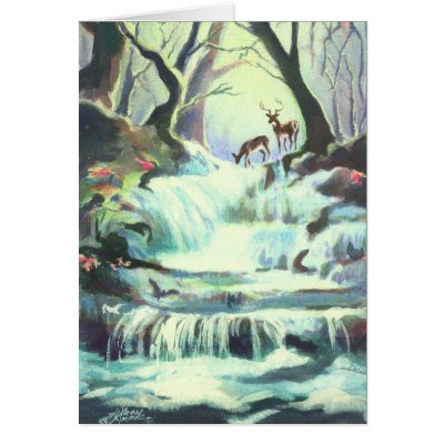 2 DEER CREEK by SHARON SHARPE Greeting Card by sharonsharpe