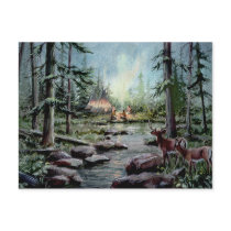 2 DEER WATCH by SHARON SHARPE postcards