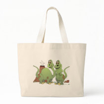 2 Dinosaur Friends Cartoon Canvas Bags