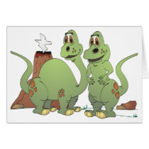 2 Dinosaur Friends Cartoon Cards