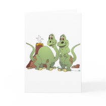 2 Dinosaur Friends Cartoon Greeting Card