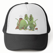 2 Dinosaur Friends Cartoon Mesh Hats