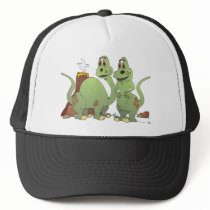 2 Dinosaur Friends Cartoon Trucker Hats