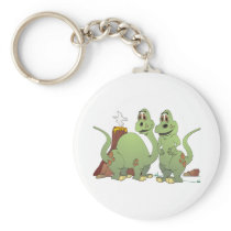 2 Dinosaur Friends Cartoon Keychains