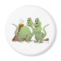 2 Dinosaur Friends Cartoon Fridge Magnet