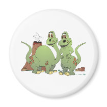 2 Dinosaur Friends Cartoon Refrigerator Magnet