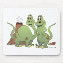 2 Dinosaur Friends Cartoon Mouse Pad