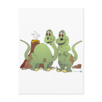 2 Dinosaur Friends Cartoon Post Cards