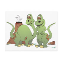 2 Dinosaur Friends Cartoon Post Cards