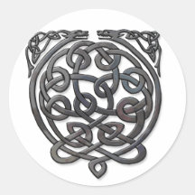 2 Dragons black chrome Round Sticker