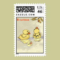 2 ducks in a pond. stamps