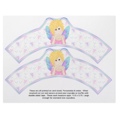 2 Fairy Birthday Personalize Cupcake Wrappers Custom Flyer by partypizazz