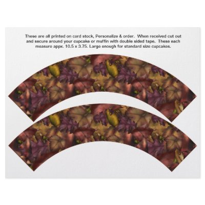 2 Fall Leaves Personalize Cupcake Wrappers Custom Flyer by partypizazz