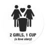 2 girls one cup - 2girls1cup - funny tee round stickers