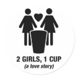 2 girls one cup - 2girls1cup - funny tee stickers