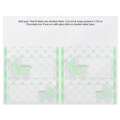 2 Green Baby Shower Favor Custom Candy Bar Wrapper Full Color Flyer by partypizazz