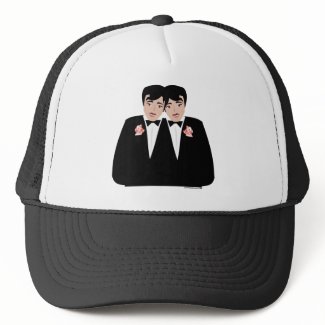 2 Grooms Black Hair hat