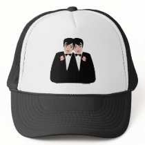2 Grooms Black Hair hats