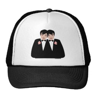 2 Grooms Black Hair Hats