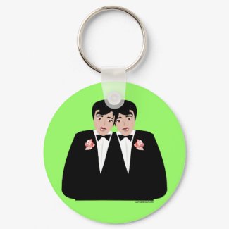 2 Grooms Black Hair keychain