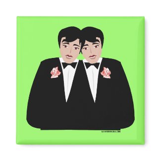 2 Grooms Black Hair magnet