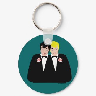 2 Grooms (Blonde and Black Hair) keychain